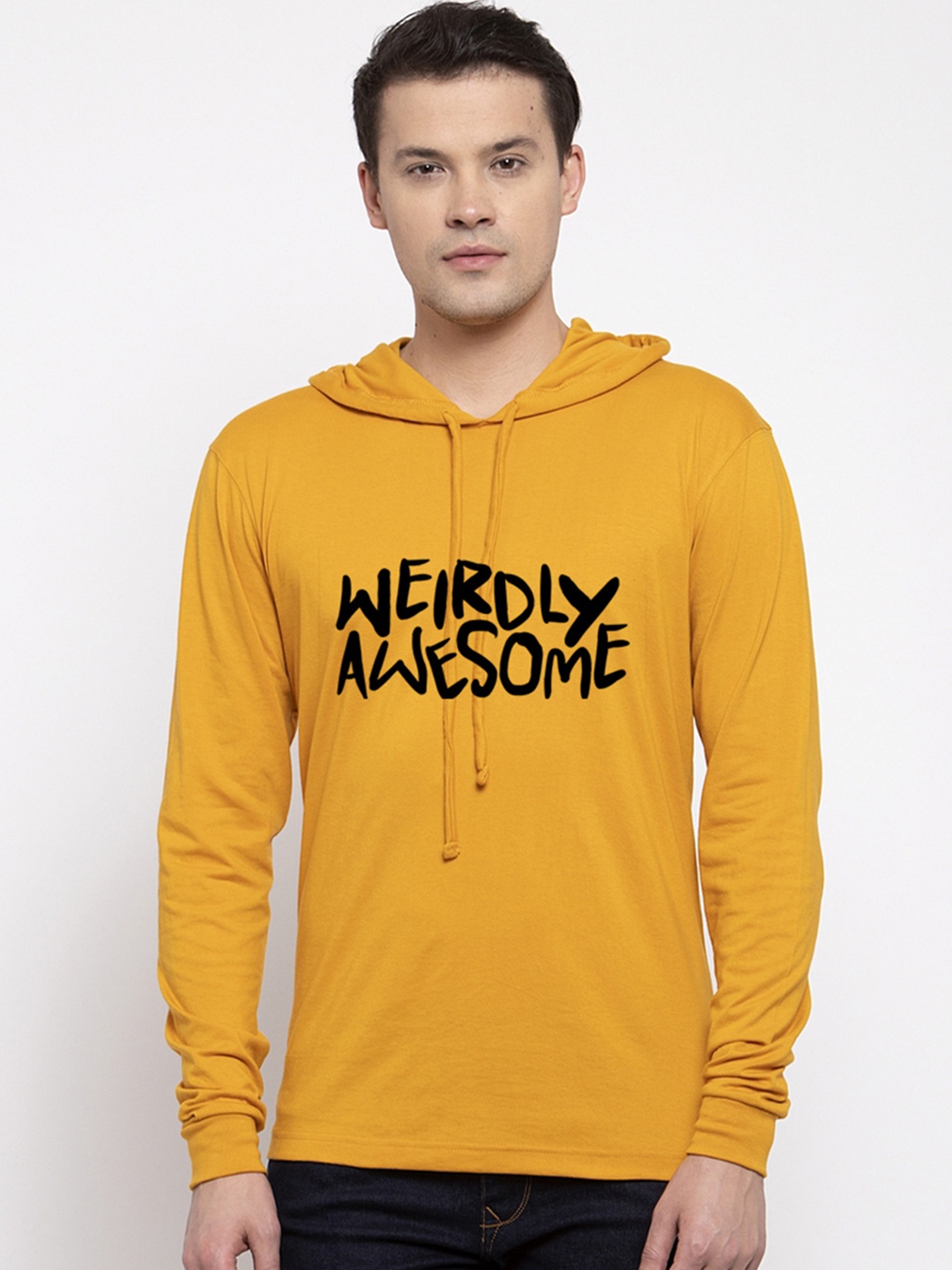 

Friskers Men Gold-Toned Typography Printed T-shirt