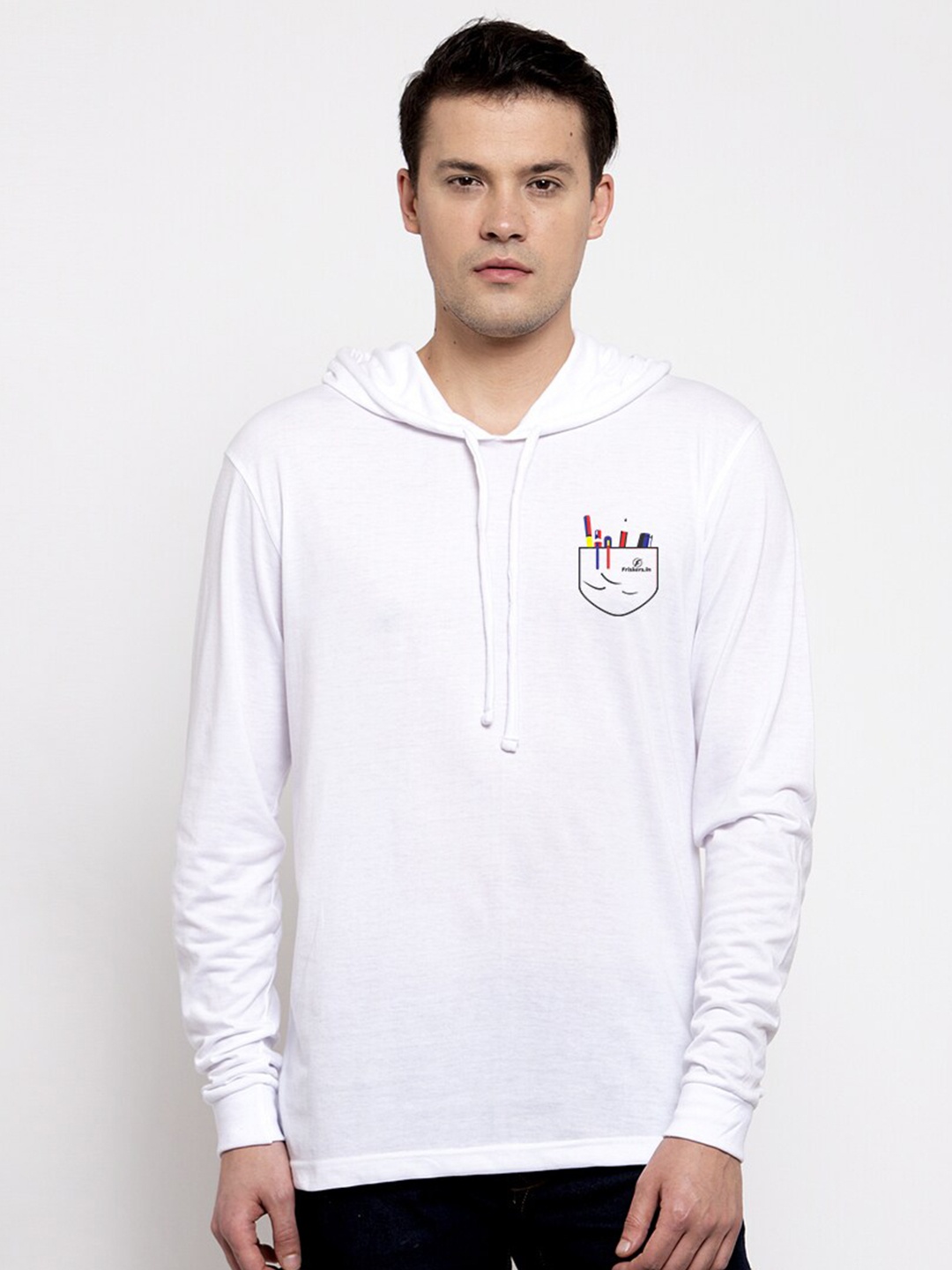 

Friskers Men White Pen Pocket Printed T-shirt