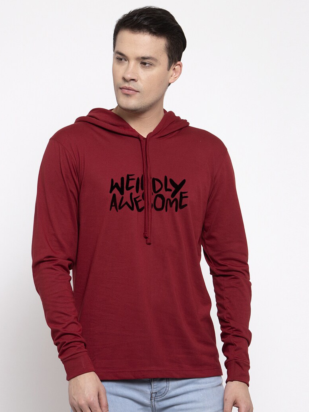 

Friskers Men Maroon & Black Typography Cotton T-shirt