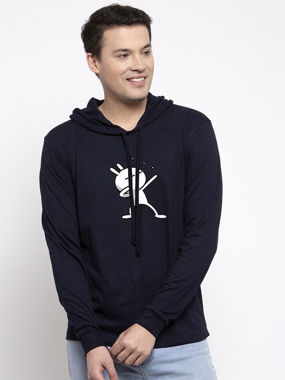 Friskers Men Navy Blue Typography Printed Pockets T-shirt