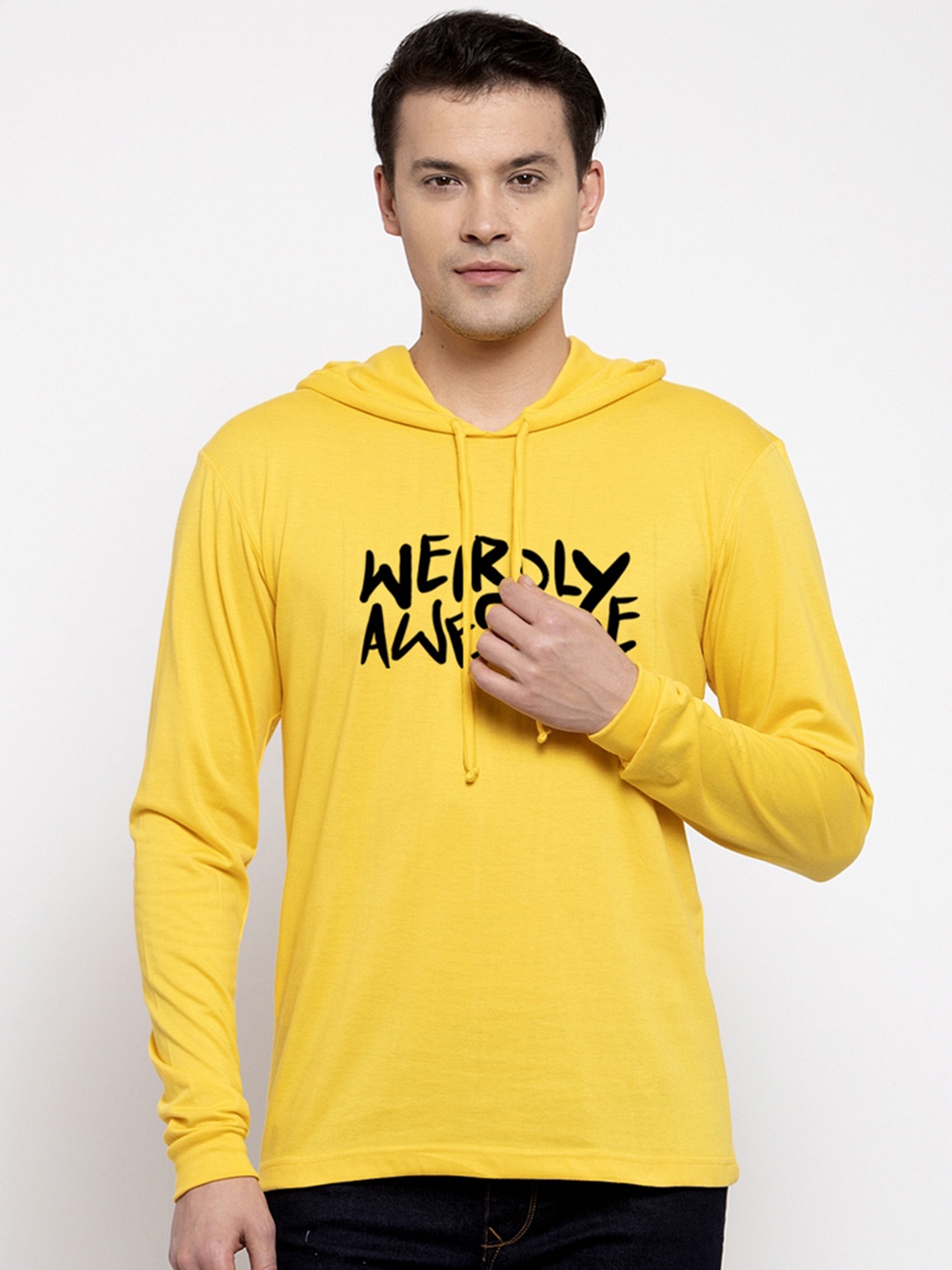 

Friskers Men Yellow Typography Printed T-shirt