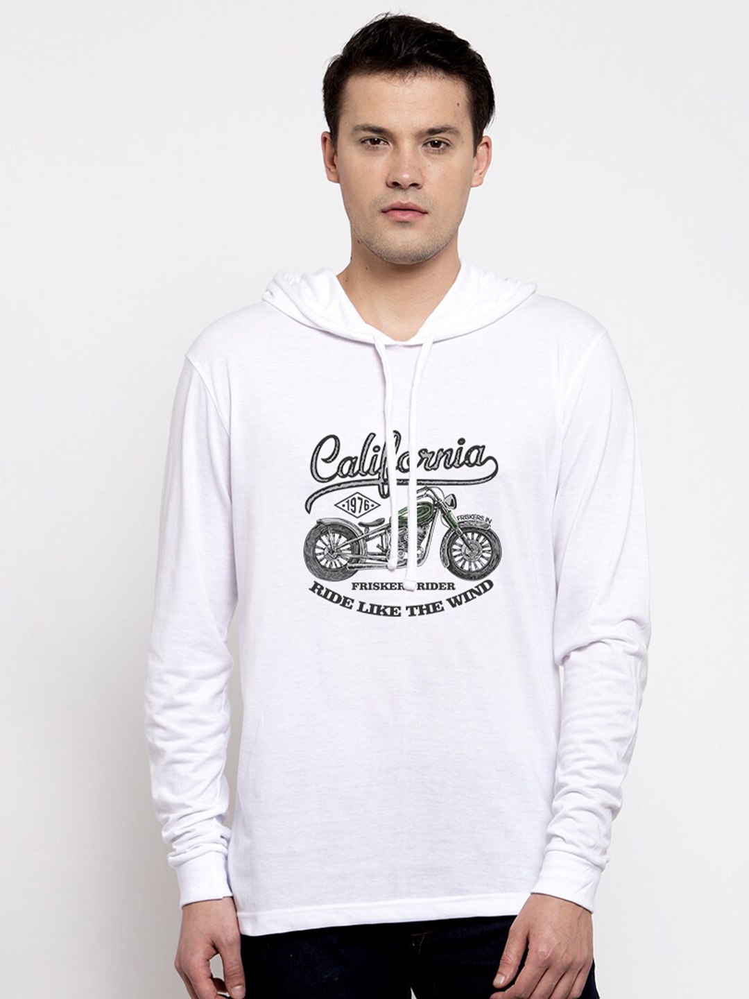 Friskers Men White & Black Typography Printed Cotton T-shirt