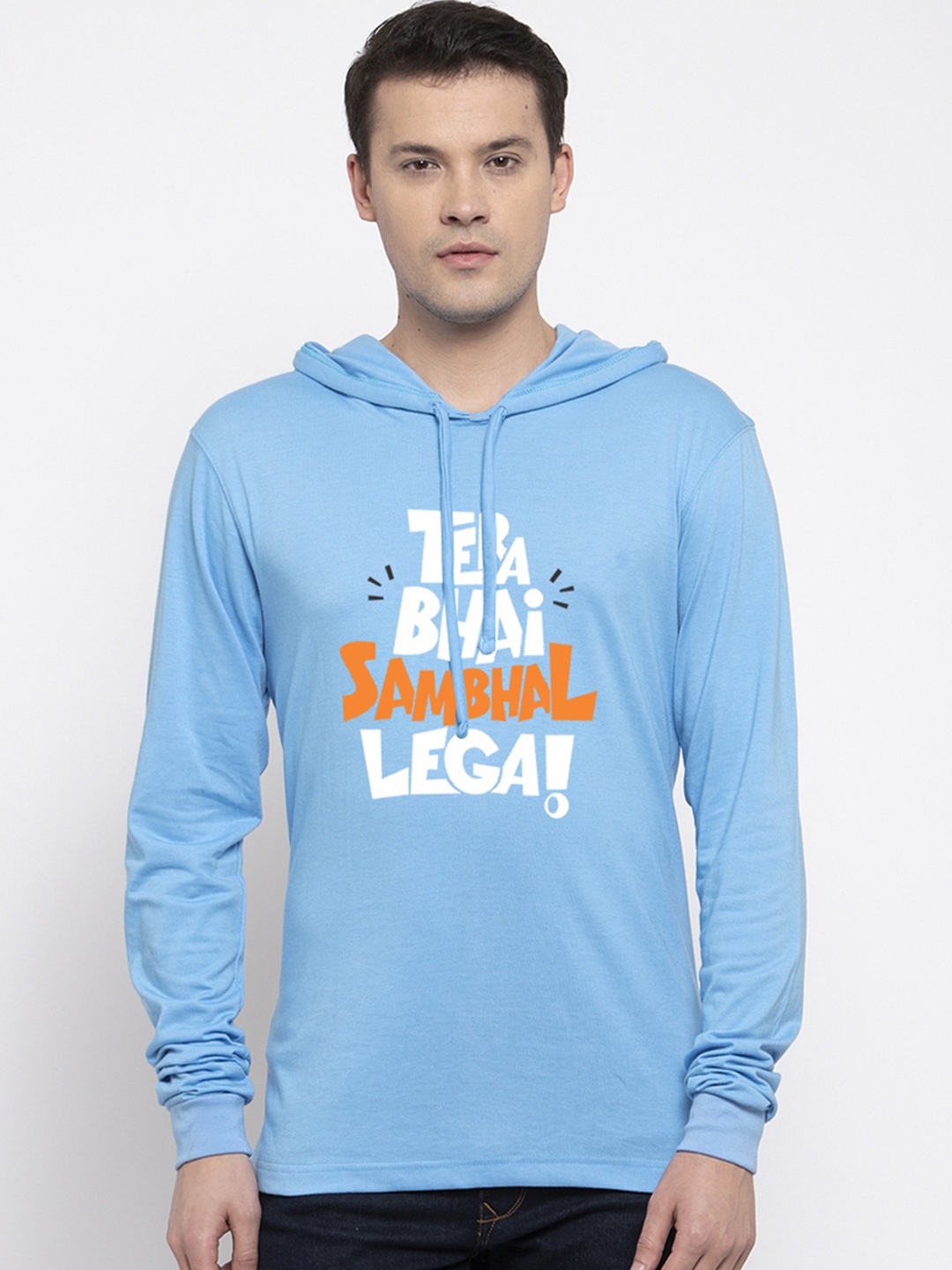 

Friskers Men Turquoise Blue Typography Printed Applique T-shirt
