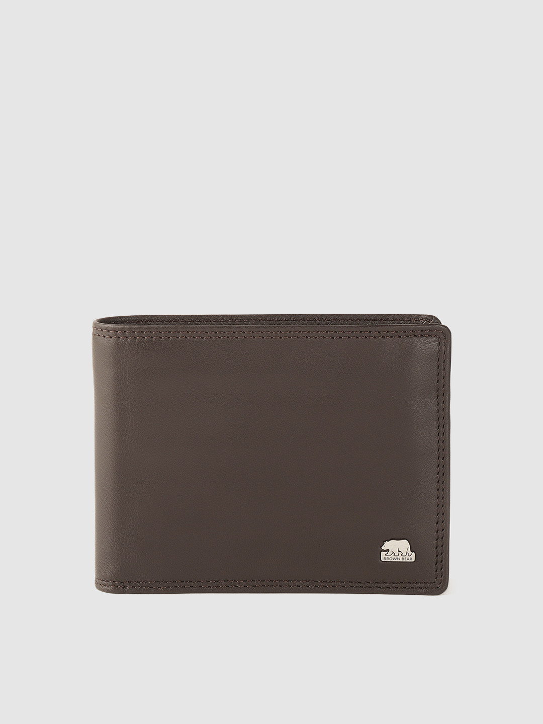 

BROWN BEAR Men Brown Solid Leather Two Fold Wallet
