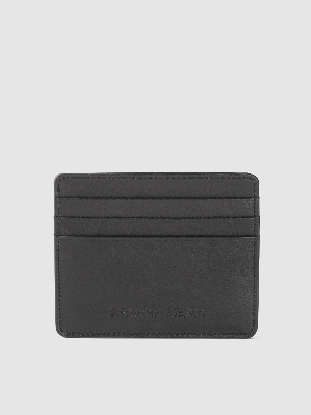 

BROWN BEAR Men Black Solid Leather Card Holder