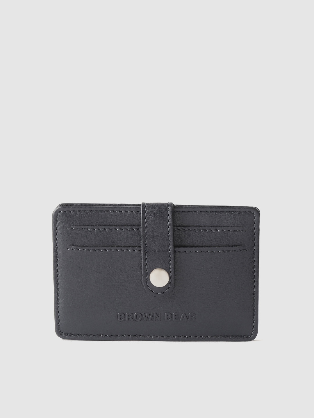 

BROWN BEAR Men Navy Blue Solid Leather Card Holder
