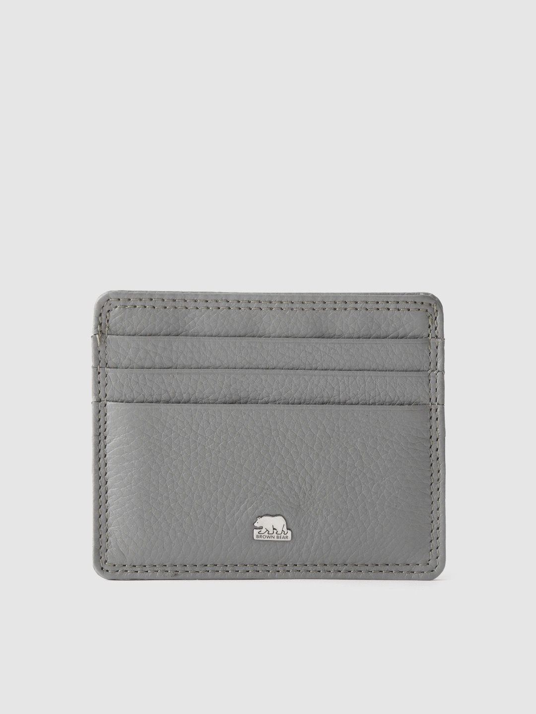 

BROWN BEAR Men Grey Textured Leather Card Holder