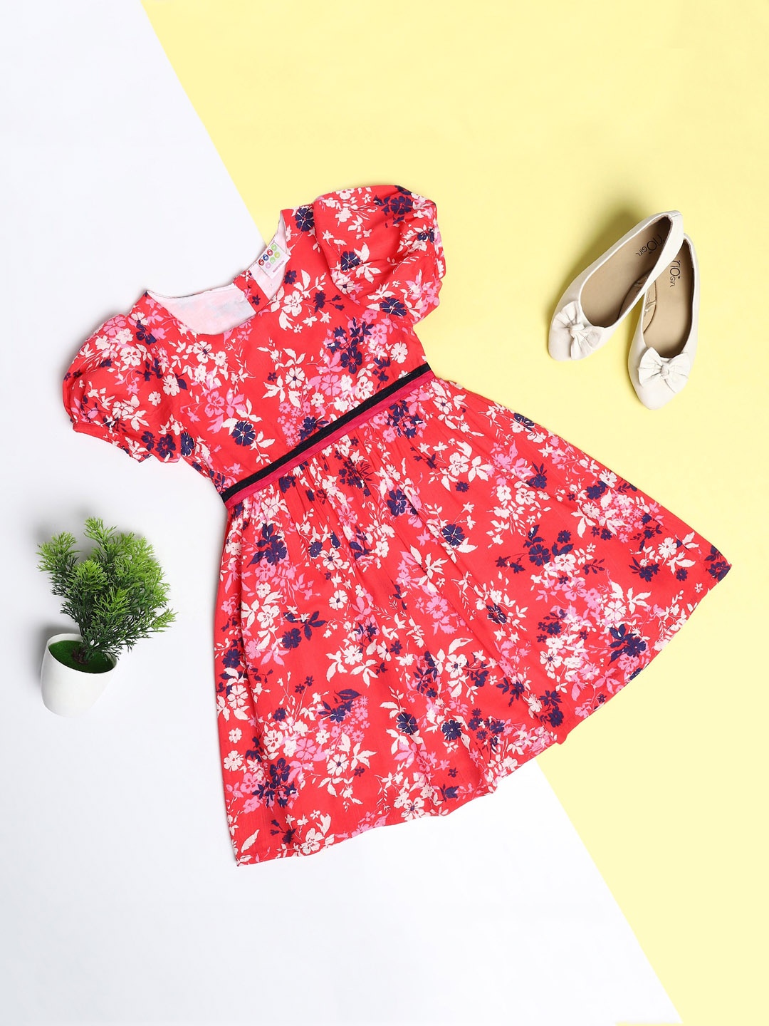 

ZION Girls Pink Floral Printed Fit & Flare Dress