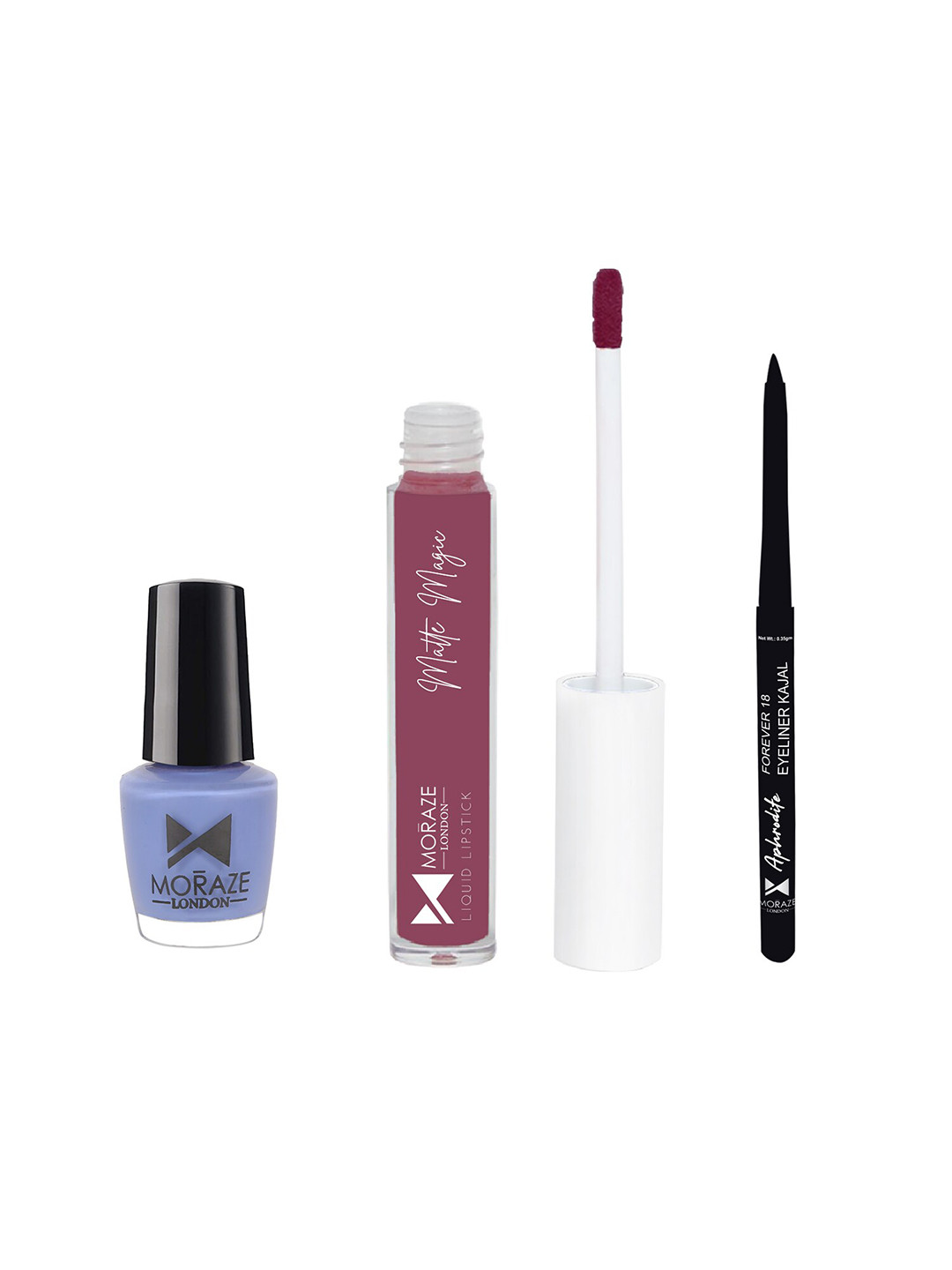 

Moraze Pack of Nail Polish (Moon Purple), Kajal, & Lipstick (You Go Gurl), Multi