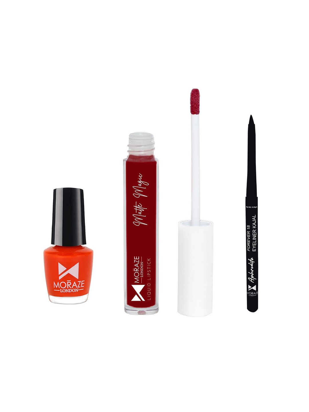 

Moraze Women Combo Pack of Nail Polish, Kajal & Lipstick, Multi