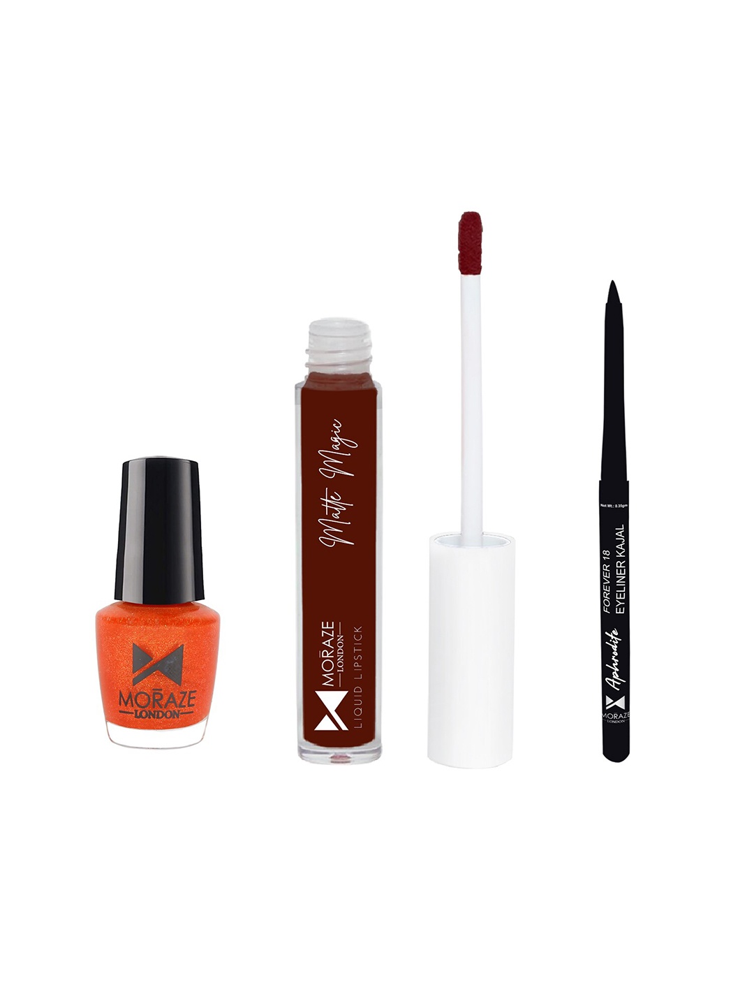 

Moraze Combo Pack of Nail Polish (Ibiza), Kajal, & Lipstick (Bold Babe), Multi