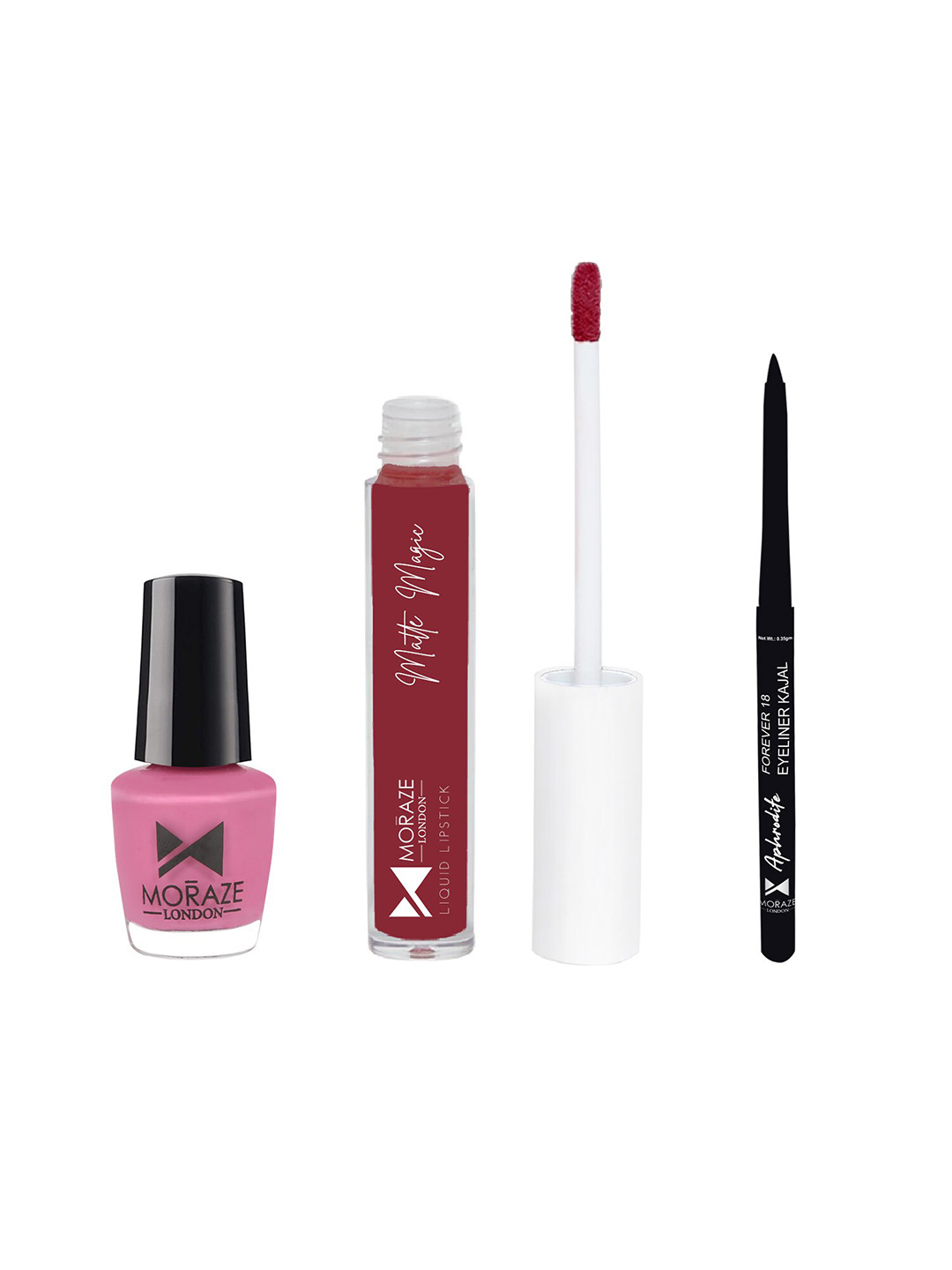 

Moraze Nail Polish With Kajal & Lipstick Combo, Multi
