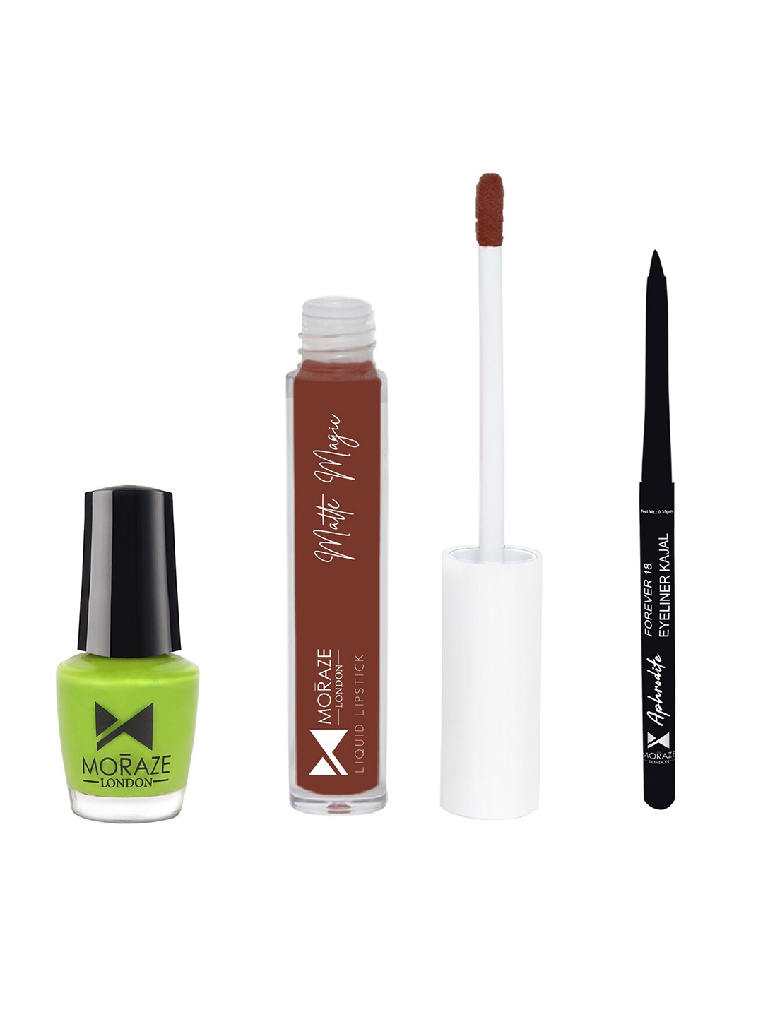 

Moraze Women Combo Pack of Nail Polish, Kajal & Lipstick, Multi