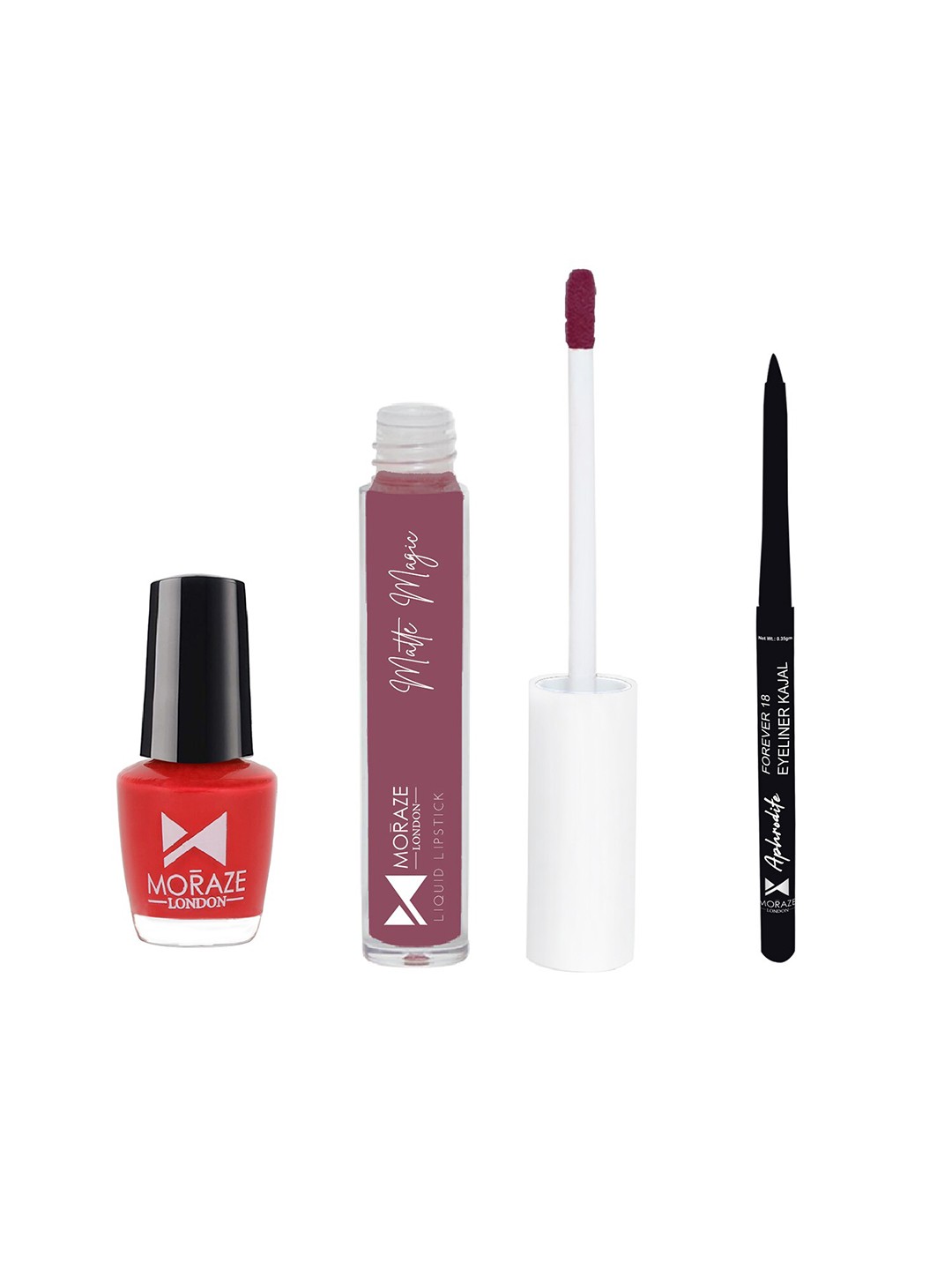 

Moraze Combo Pack of Nail Polish (Netflix), Kajal, & Lipstick (Pinky Promise), Multi