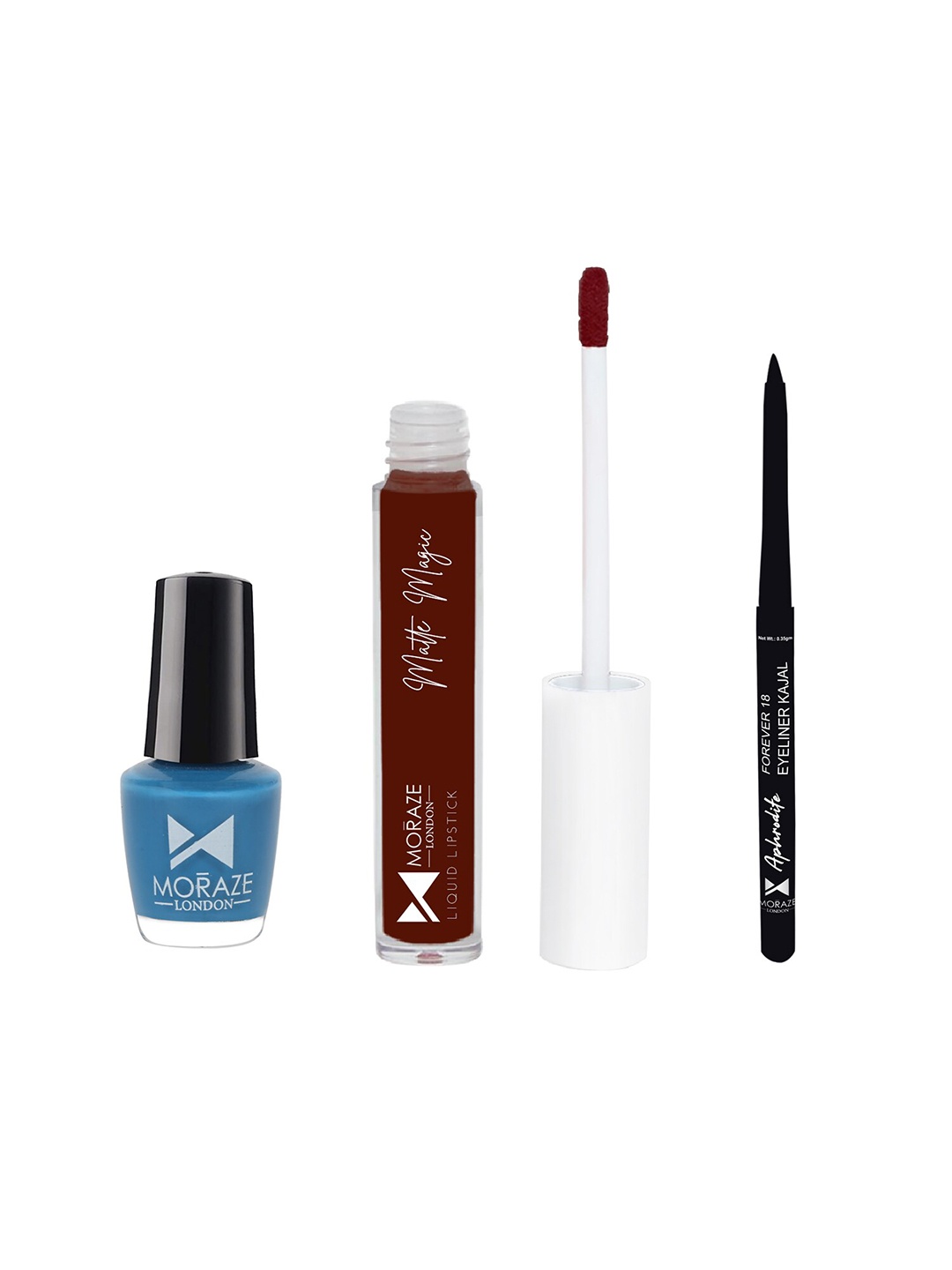 

Moraze Women Combo Pack of Nail Polish, Kajal & Lipstick, Multi