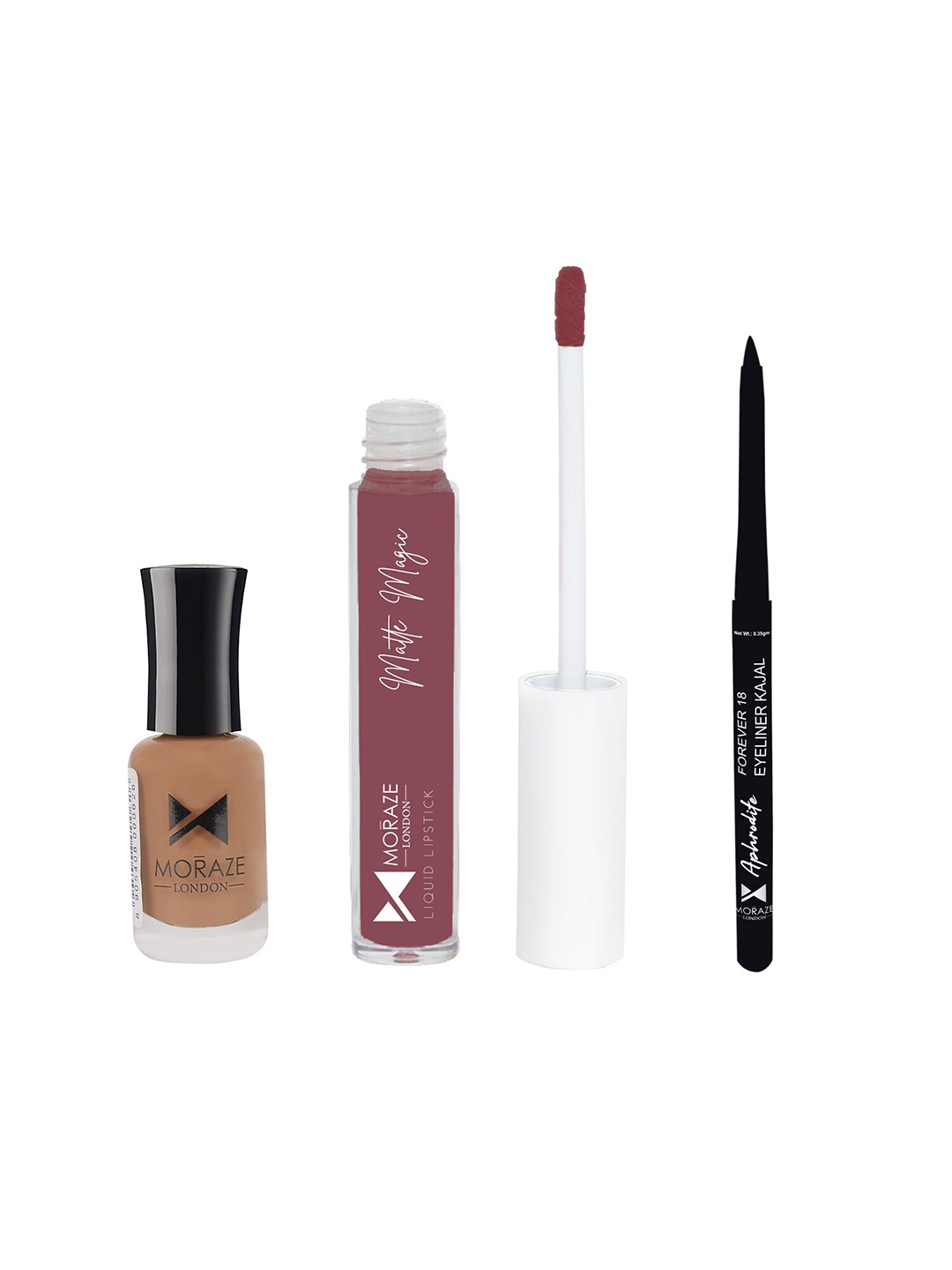 

Moraze Nail Polish With Kajal & Lipstick Combo, Multi