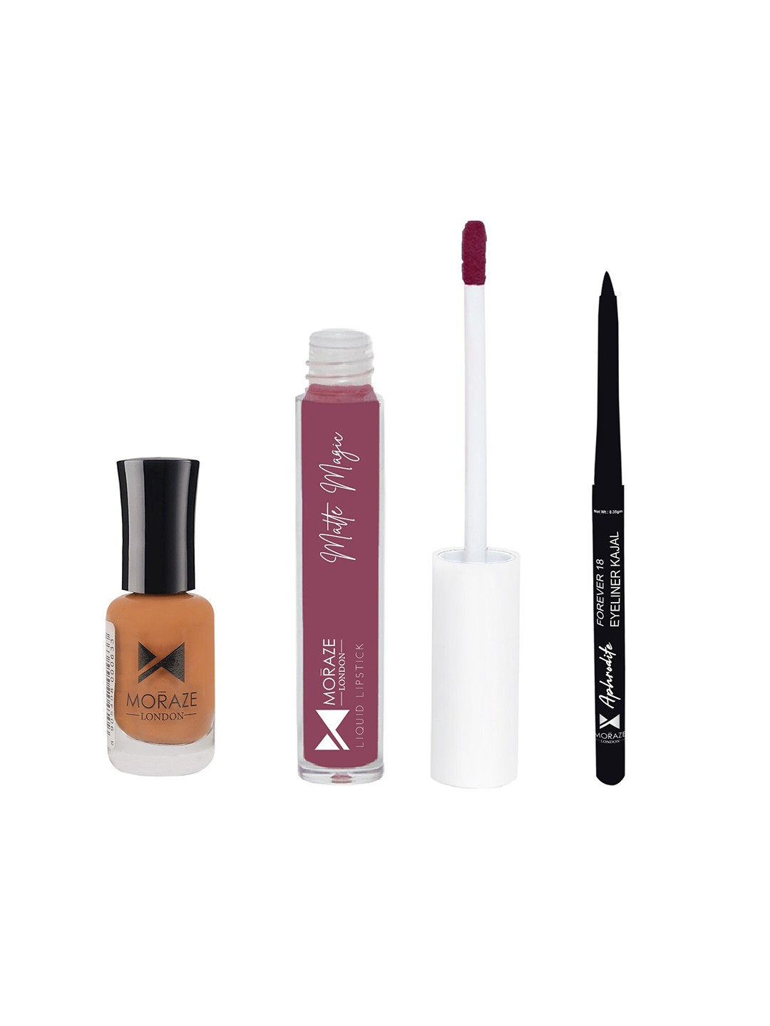 

Moraze Pack Of 1 Nude Nail Polish Olive With 1 Lipstick You Go and 1 Kajal, Multi