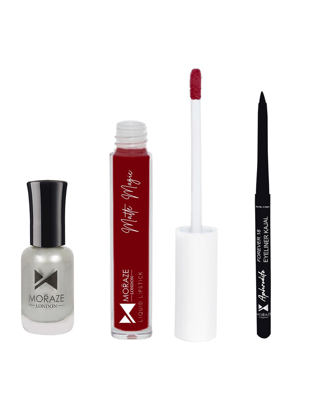 

Moraze Women Combo Pack of Nail Polish, Kajal & Lipstick, Multi