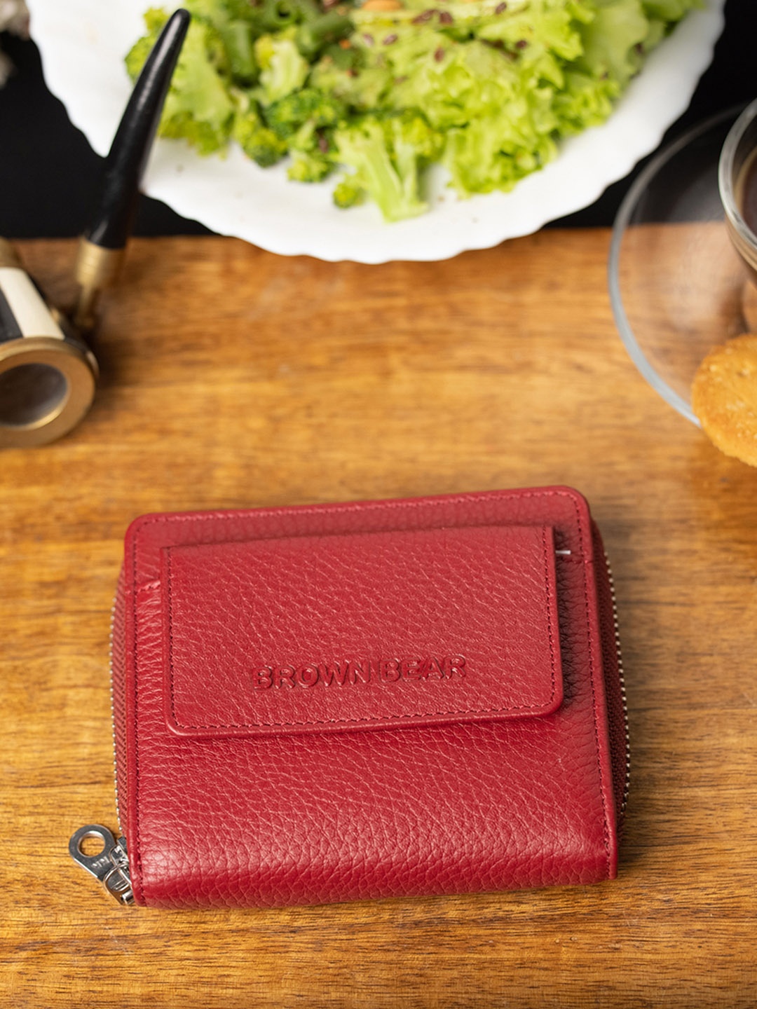 

BROWN BEAR Women Tan Solid Leather Two Fold Wallet