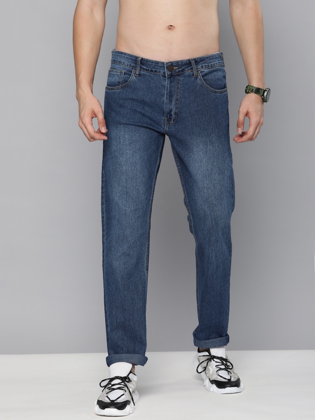 

HERE&NOW Men Blue Slim Fit Mid-Rise Light Fade Clean Look Jeans