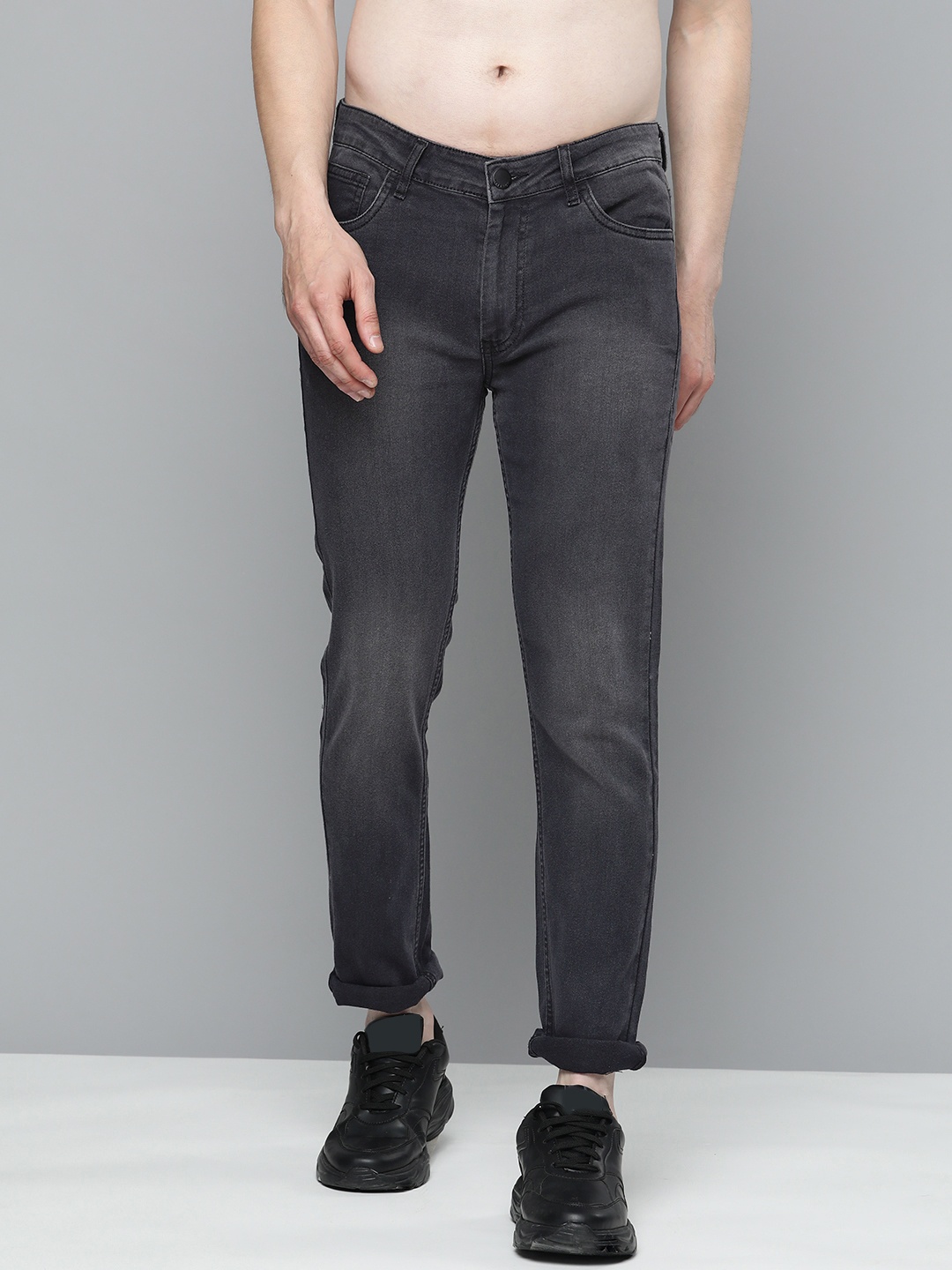 

HERE&NOW Light Fade Regular Fit Stretchable Jeans, Charcoal