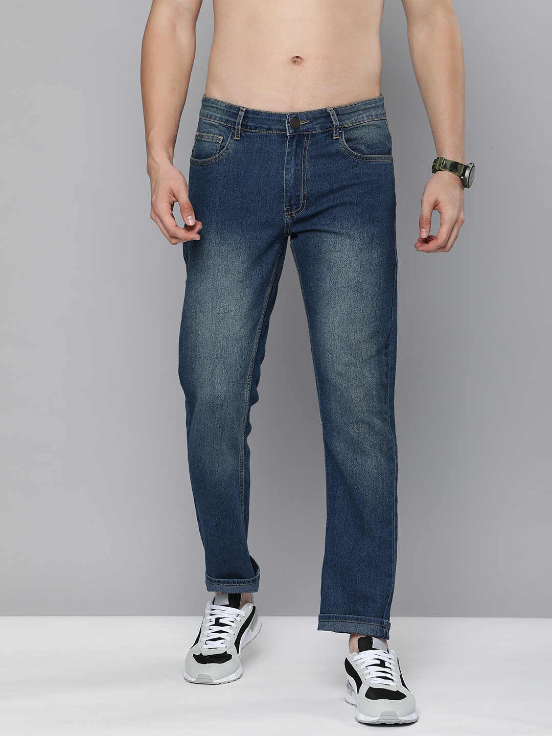 

HERE&NOW Men Blue Slim Fit Light Mid Rise Fade Stretchable Jeans