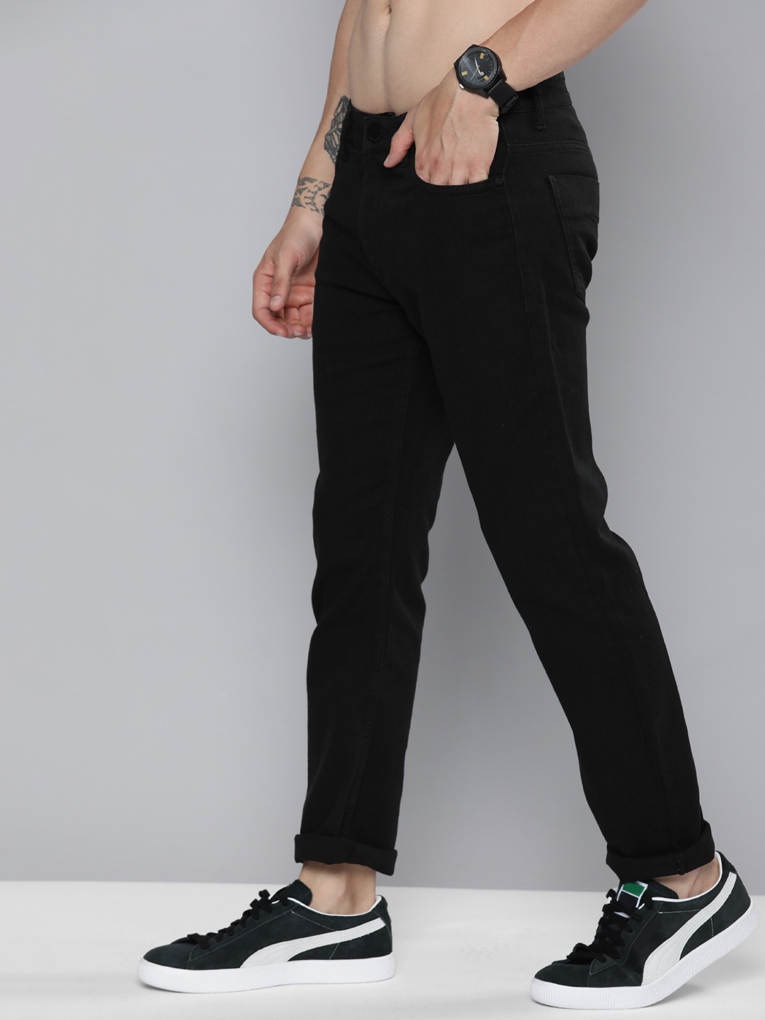 

HERE&NOW Men Black Slim Fit MId Rise Stretchable Jeans
