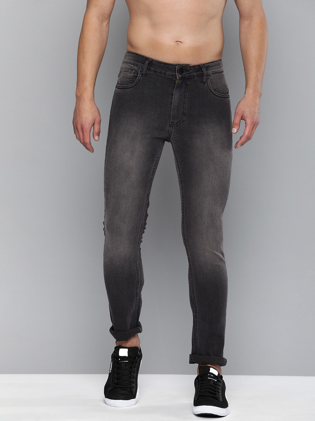 

HERE&NOW Men Black Skinny Fit Light Fade Stretchable Jeans