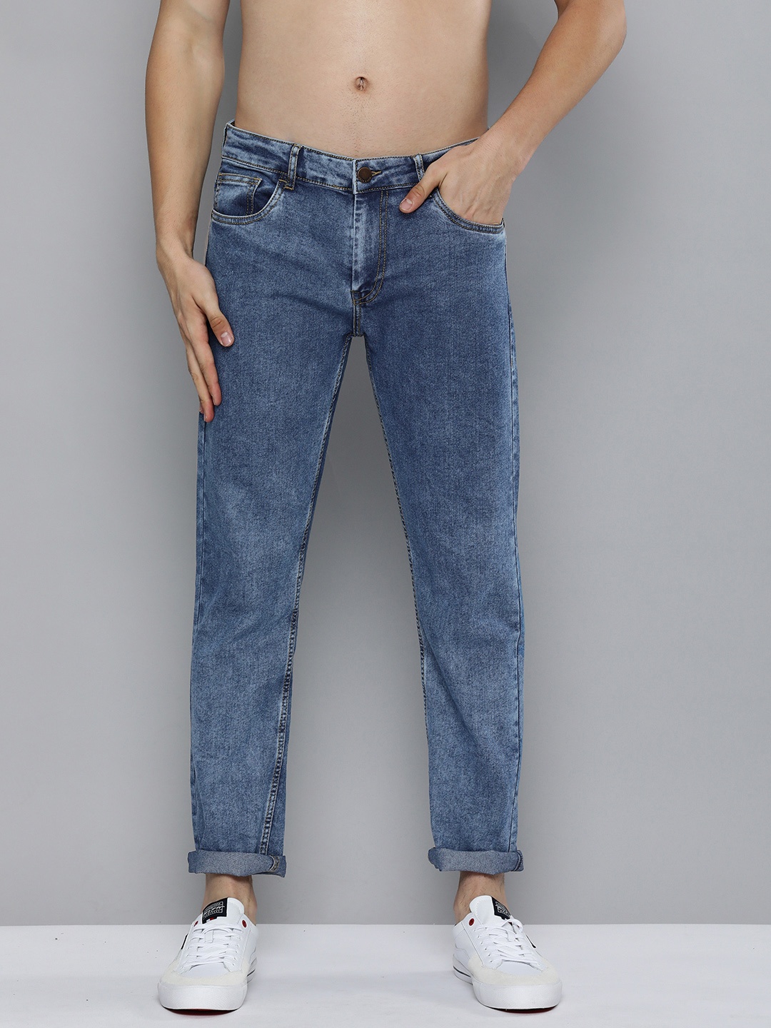 

HERE&NOW Men Blue Slim Fit Heavy Fade Stretchable Jeans