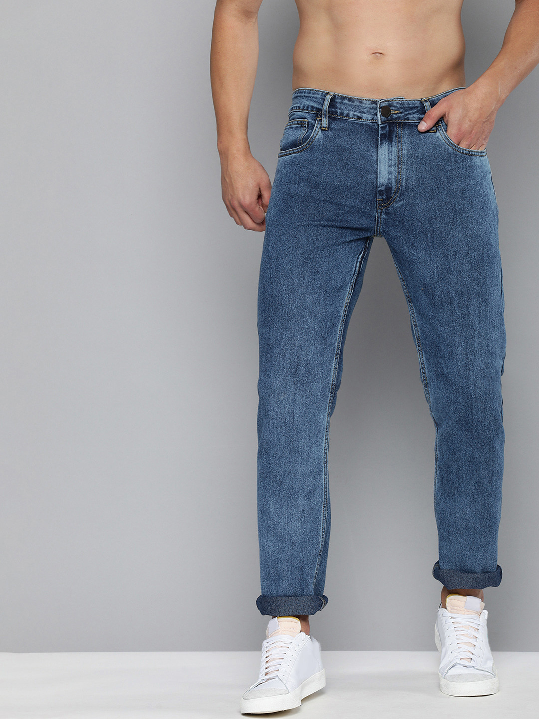 

HERE&NOW Men Blue Light Fade Slim Fit Stretchable Jeans