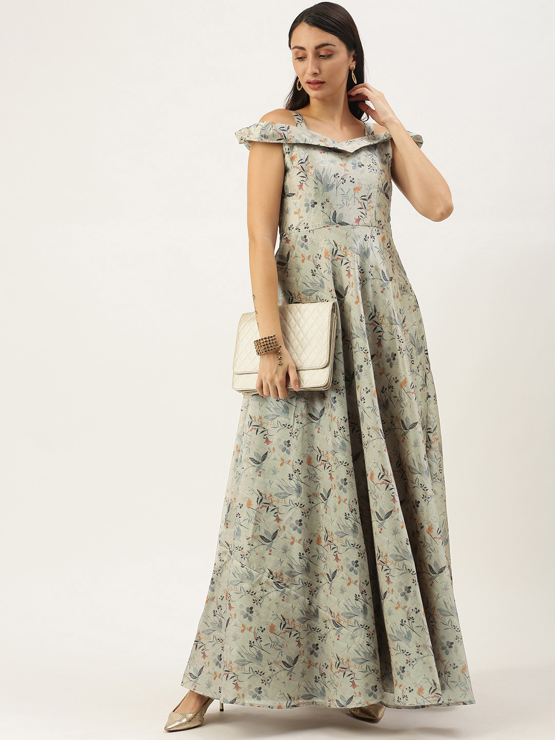 

Ethnovog Multicoloured Floral Print Made To Measure Maxi Dress, Multi