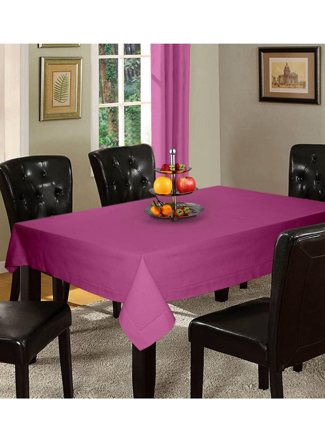 

Lushomes Violet Solid Cotton 12 Seater Table Covers