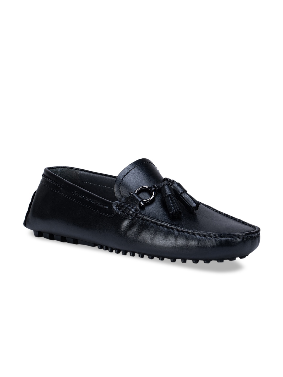 

ROSSO BRUNELLO Men Black Leather Driving Shoes