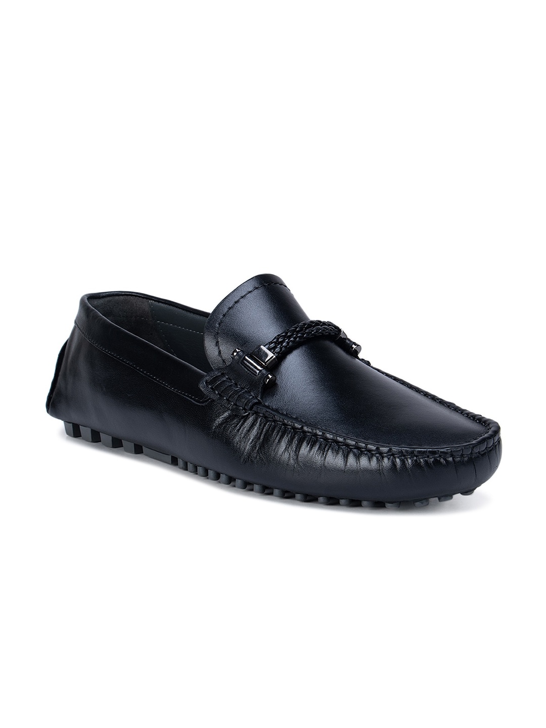 

ROSSO BRUNELLO Men Black Leather Driving Shoes