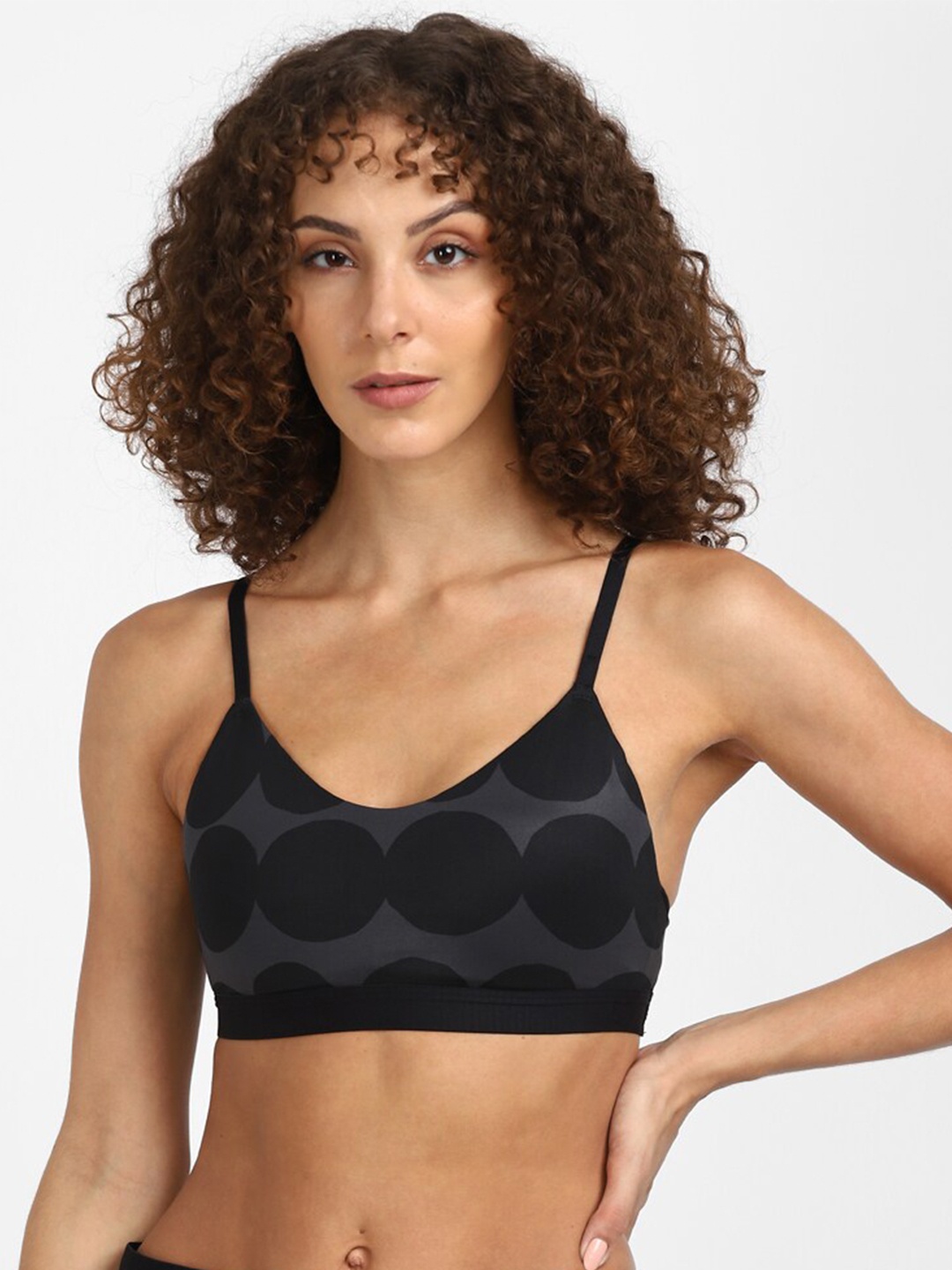 

ADIDAS Grey & Black Geometric Workout Bra