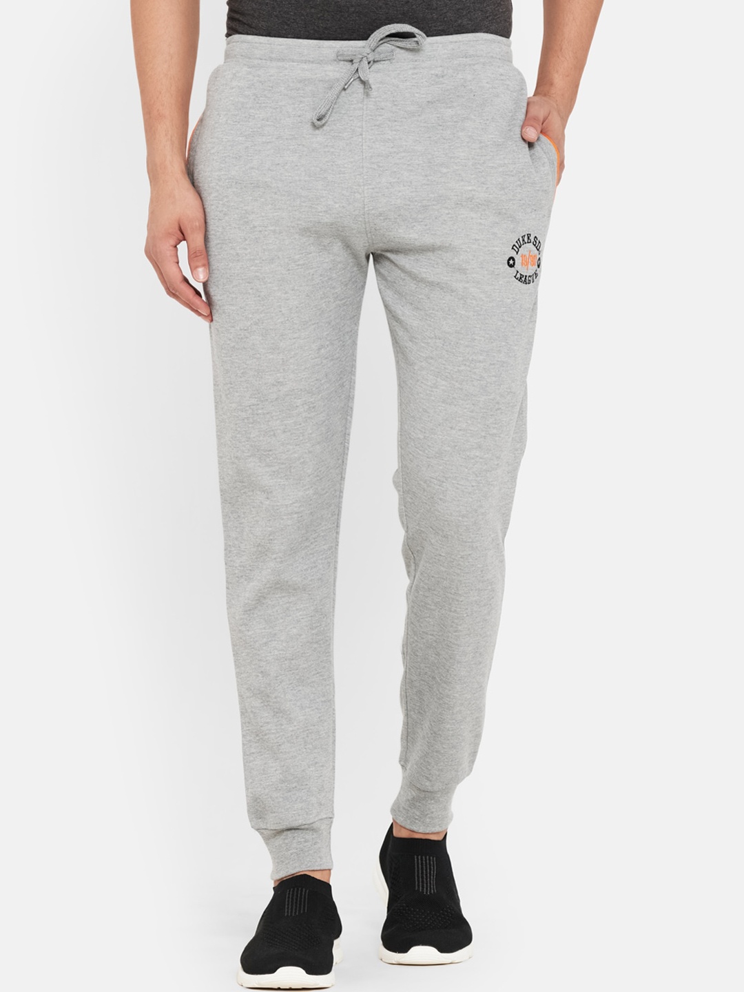 

Duke Men Grey Melange Solid Joggers