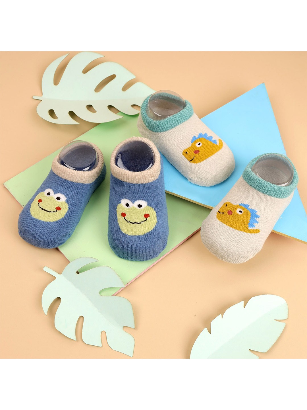 

KICKS & CRAWL Infant Kids Pack of 2 Patterned Ankle-Length Socks, Multi