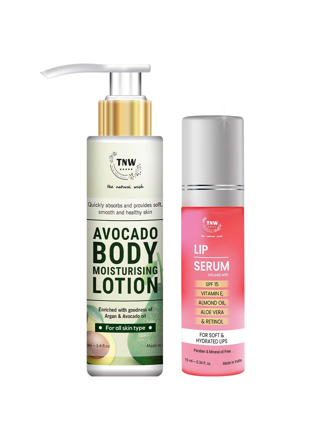 

TNW the natural wash Lip Serum and Avocado Body Moisturizing Lotion, Pink