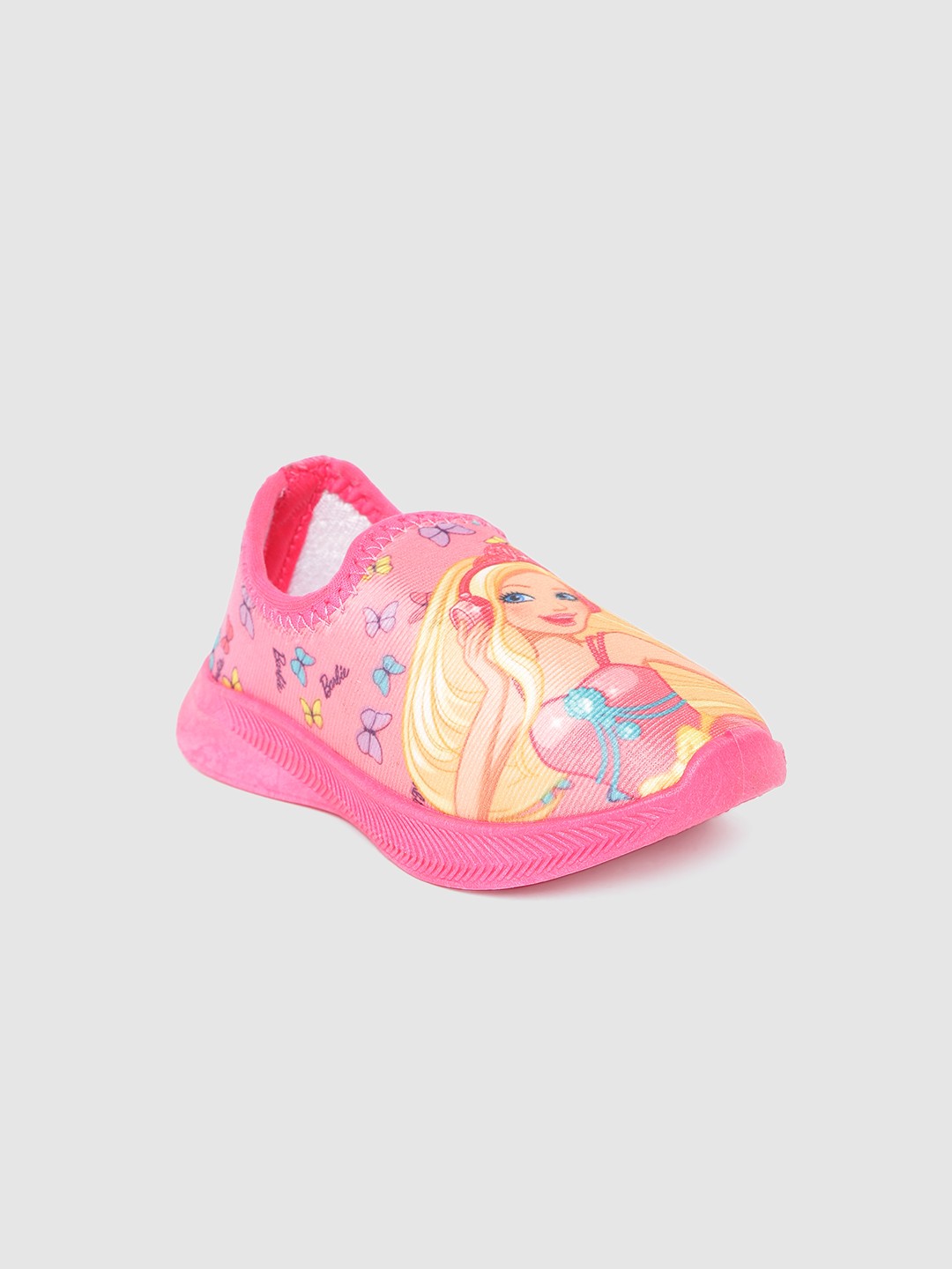 

toothless Girls Pink Barbie Printed Slip-On Sneakers