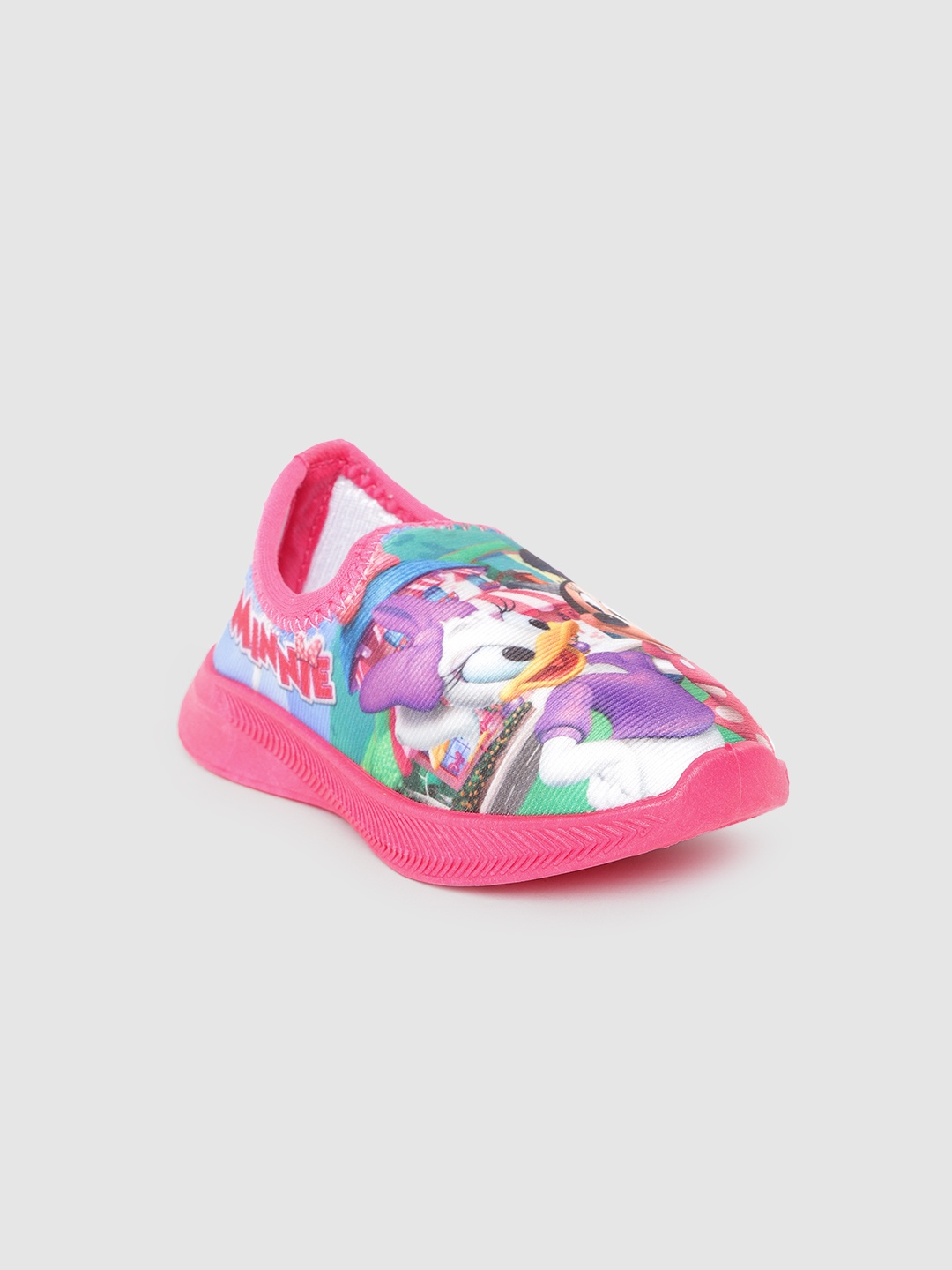 

toothless Girls Pink Daisy Duck & Minnie Mouse Printed Slip-On Sneakers