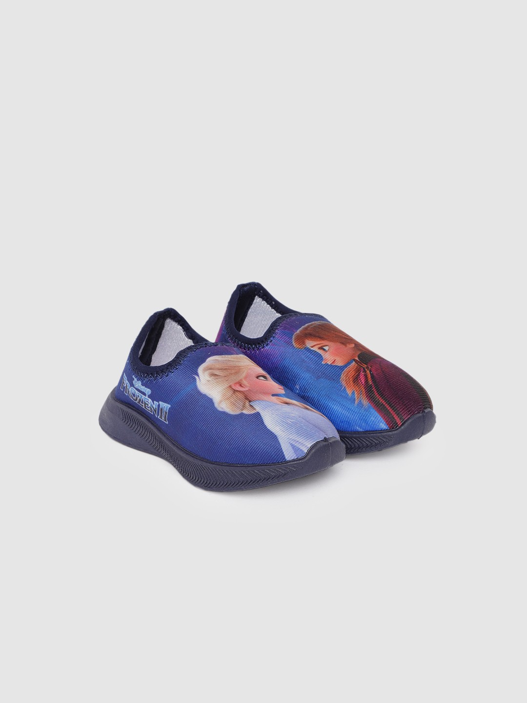 

toothless Girls Navy Blue Frozen Printed Slip-On Sneakers