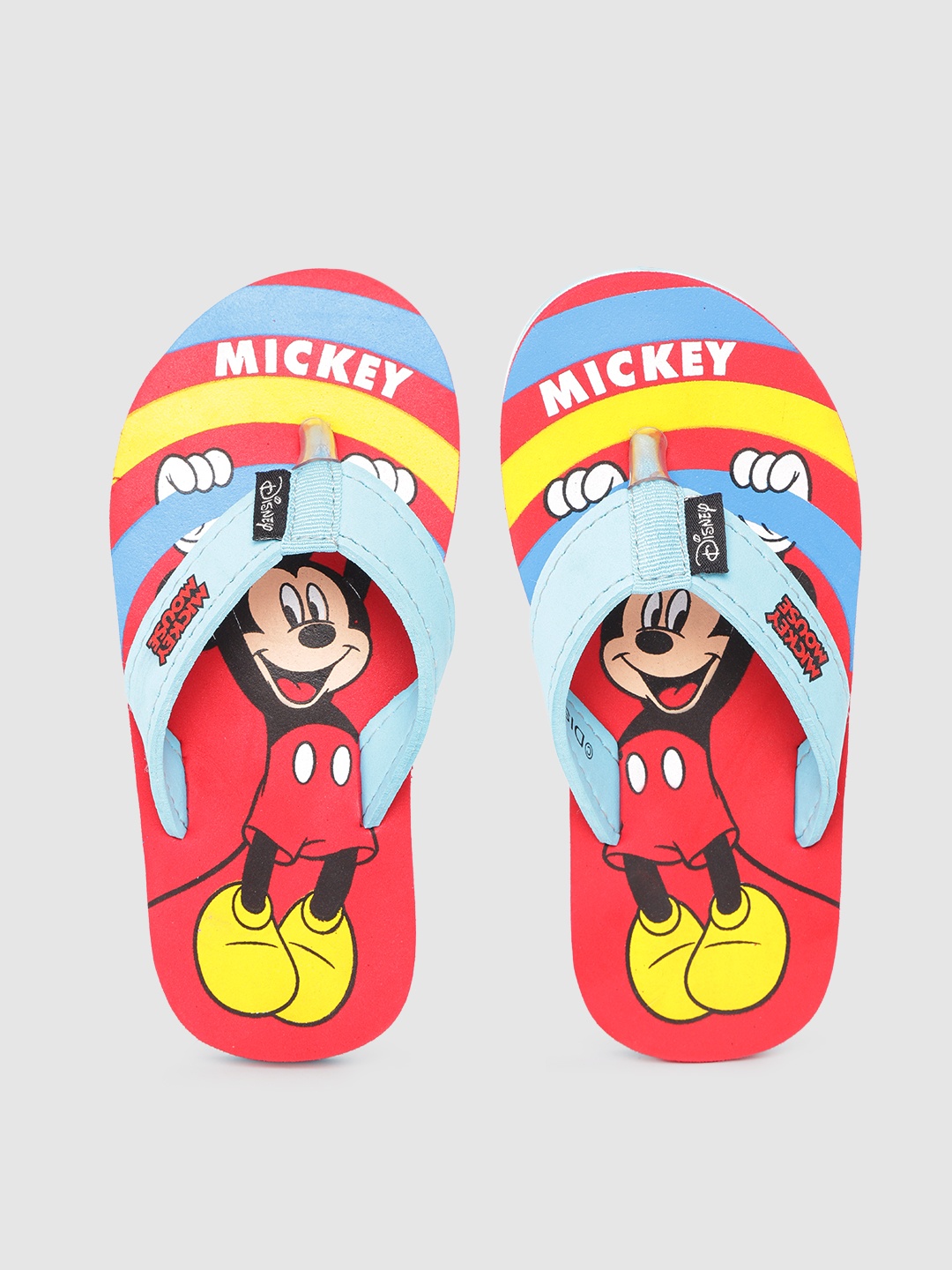 

toothless Boys Red & Blue Mickey Mouse Printed Rubber Thong Flip-Flops