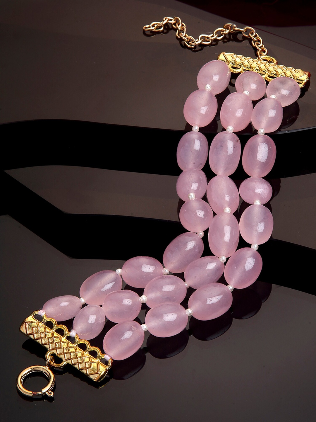 

KARATCART Women Pink Beaded Wraparound Bracelet