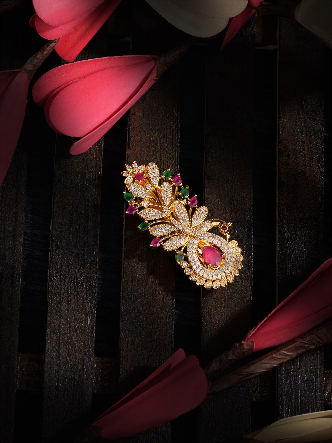 

Saraf RS Jewellery Women Gold-Toned & Maroon Embellished French Barrette