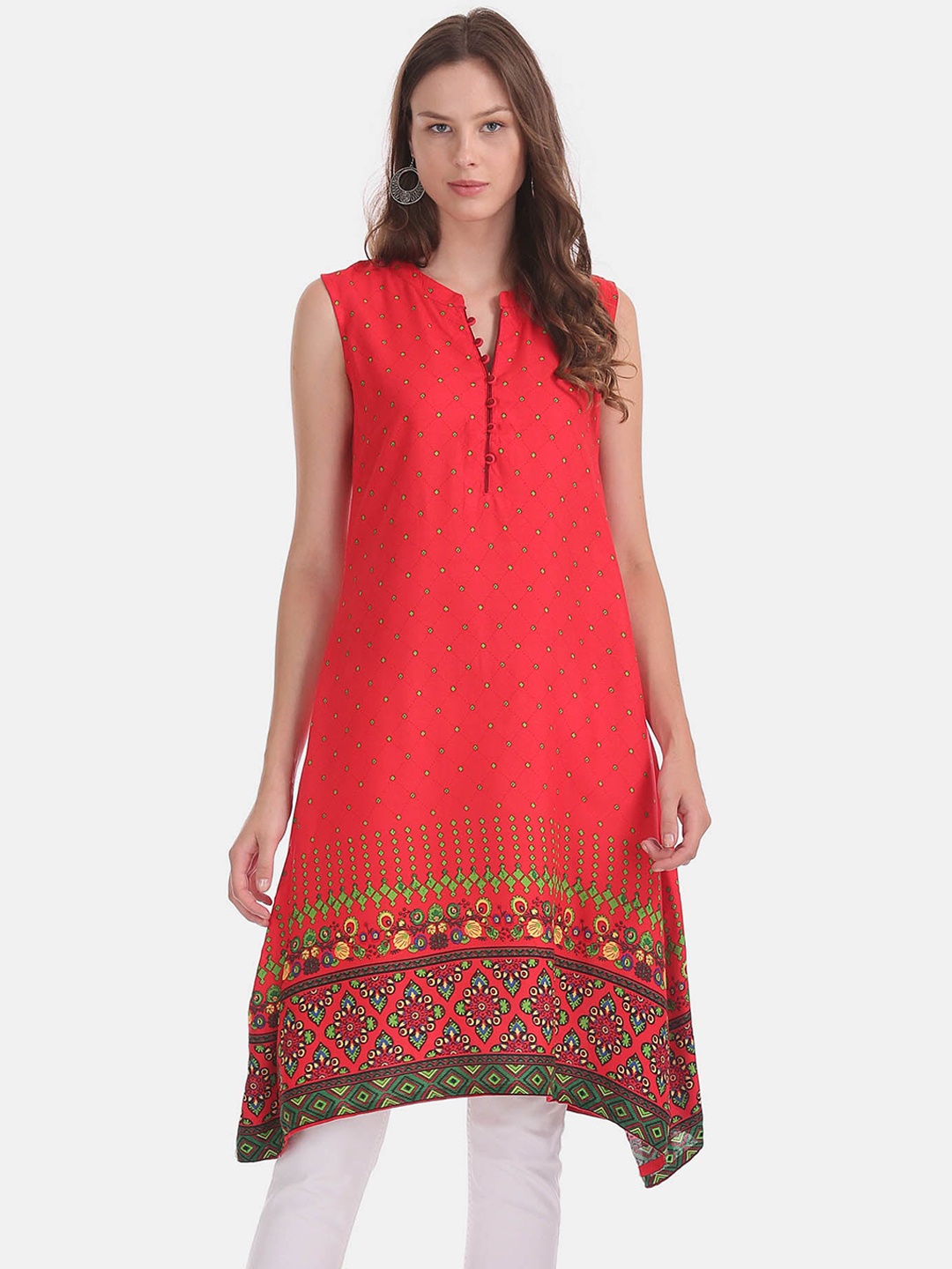 

Karigari Women Red Printed Kurta