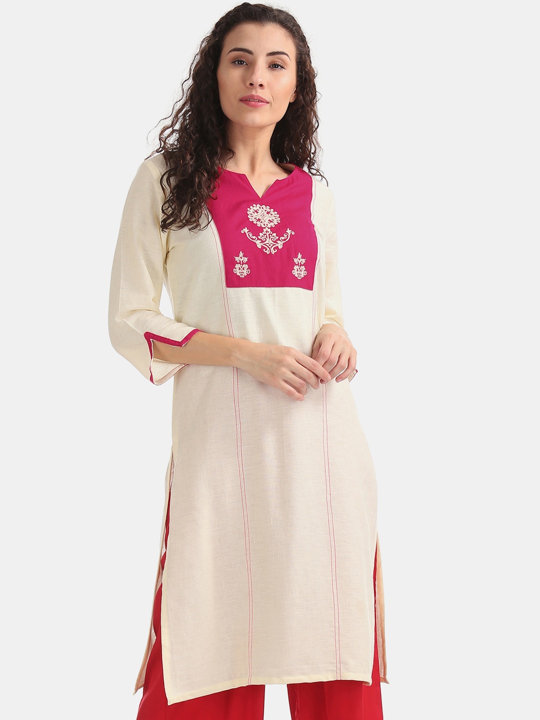 

Karigari Women White Thread Work Kurta