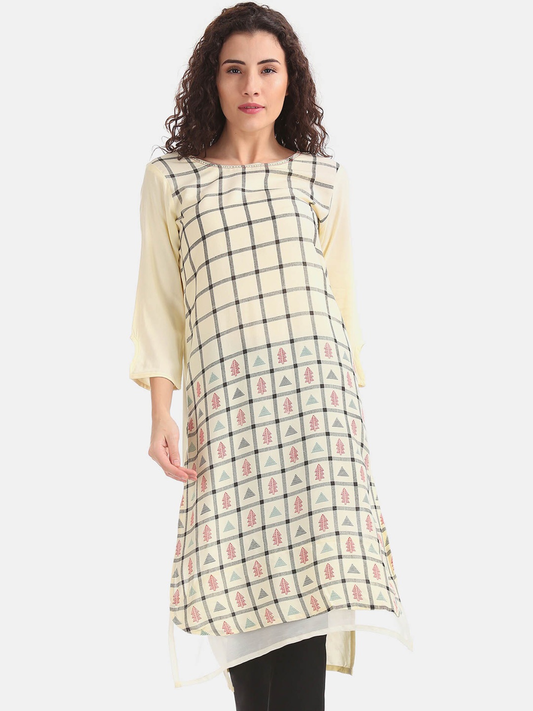 

Karigari Women White Checked Kurta
