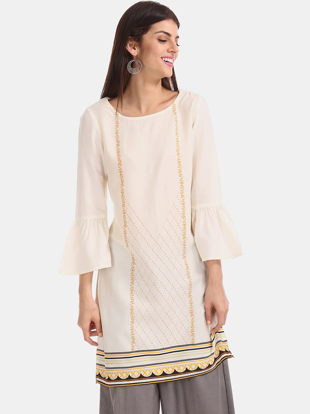 

Karigari Women White Thread Work Kurta
