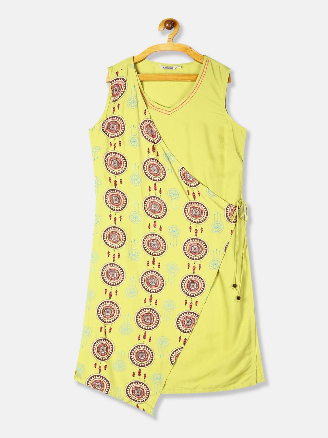 

Karigari Women Yellow & Pink Ethnic Motifs Printed Kurta