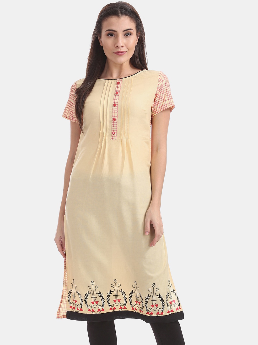 

Karigari Women White Printed Straight Kurta